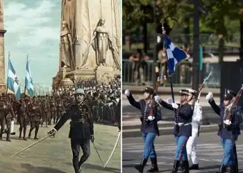 Δείτε τον ελληνικό στρατό να παρελαύνει μπροστά από την Αψίδα του Θριάμβου για πρώτη φορά από το 1919